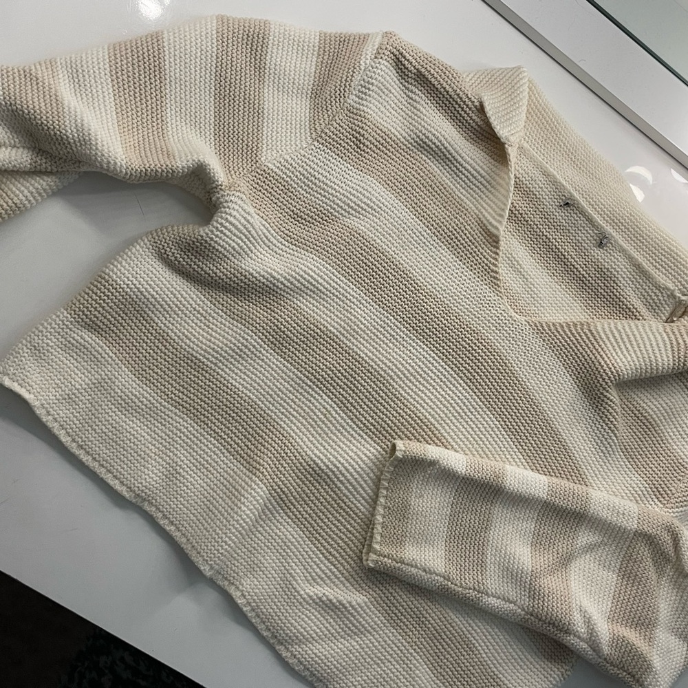 Striped Knit Sweater w/ Collar